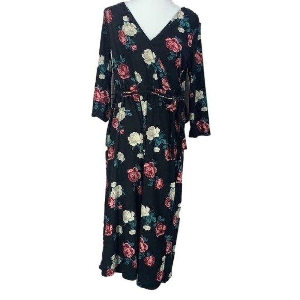No Boundaries Juniors XL Black Floral Pantsuits